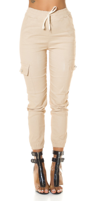 cargo trousers with an elastic waistband Beige